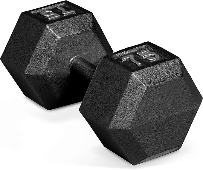 CAP Barbell Cast Iron Hex Dumbbell, Black, Single, 75 lb