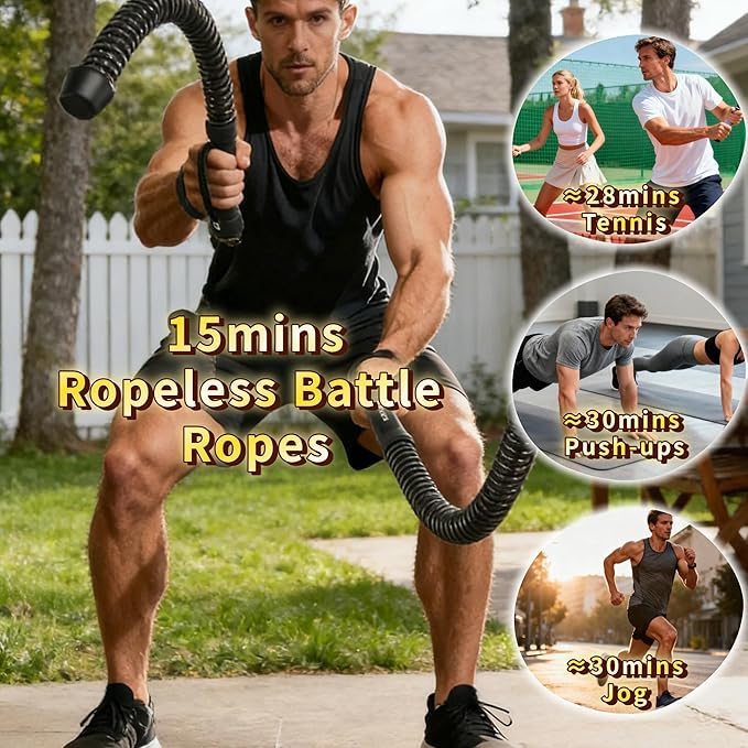 Ropeless Battle Ropes for Home Gym with Storage Bag, Cordless Battle Rope Sticks, Portable Workout Rope for HIIT Strength Training, Quiet Exercise Equipment for Men & Women(Pink)