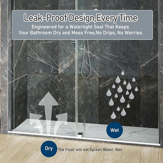 56-60" W x 76" H Shower Door,Frameless Shower Door,Double Sliding Glass Shower Door with 3/8" (10mm) Clear SGCC Tempered Glass, Roller Disc System (Brushed Nickel, 60" Wx76 H-Double Sliding)