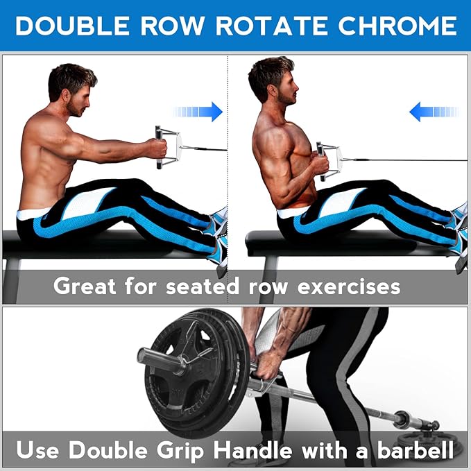 Yes4All Cable Machine Attachment, Double D Handle & Tricep Rope Cable Attachment, Weight Machine Accessories Load 880 LB for Home Gym