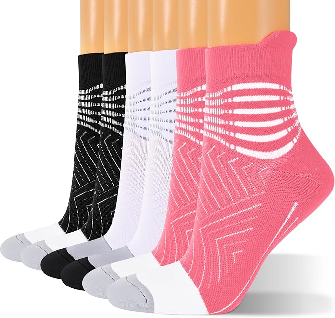 IRAMY Compression Ankle Support Socks Women - Wicking, Cushioned Athletic, Plantar Fasciitis Relief 2/3/6 Pairs
