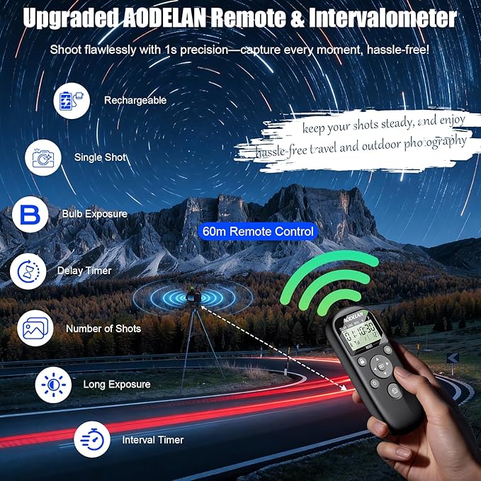 for Nikon Cameras Wireless Rechargeable Timer Shutter Release Remote Control with LCD & Upgraded Interval Timer for Z6 II, Z7 II, Z9, Z6 III, D850, D750, D780, D810, D500, D5600, D7500, P1000