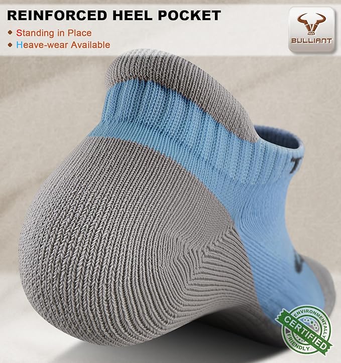 BULLIANT Men Running Socks,Active Ankle Socks No Show For Men With Cushioned Footbed Arch Support Breathable Wicking