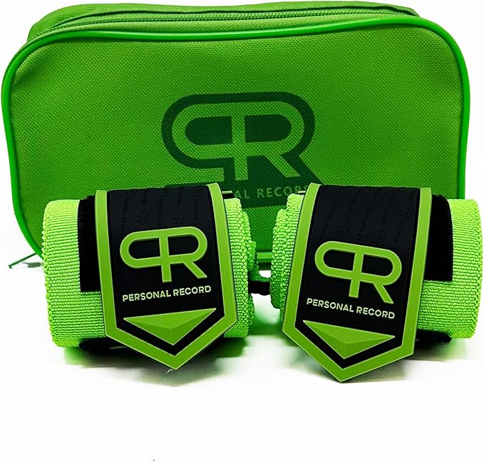 PR Personal Record Heavy Duty Premium Wrist Wraps, More Elasticity, Reinforced Stitching, Extra Wide Strap, Strong Thumb Loop, Larry Wheels Weightlifting Wraps
