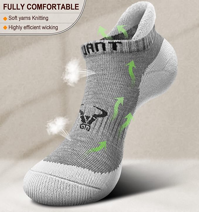 BULLIANT Men Running Socks,Active Ankle Socks No Show For Men With Cushioned Footbed Arch Support Breathable Wicking