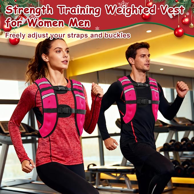 6lb/8lb/12lb/16lb/20Lb Weighted Vest Woman Men with Reflective Stripe, Chest Size Adjustable Strength Training Weight Vest for Walk Running Jogging