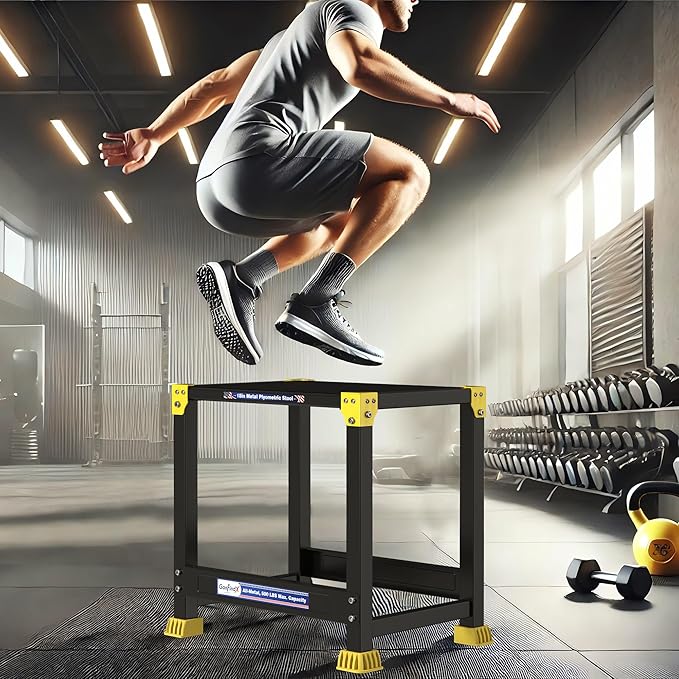 GanFindX Steel Plyo Box 12/18 Inch Surface Metal Plyometric Jumping Box Home Gym Jump Trainer for Fitness Exercise Agility Stamina Conditioning Strength