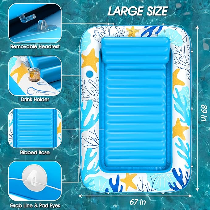 Inflatable Tanning Pool Lounger Float - Jasonwell 4 in 1 Sun Tan Tub Sunbathing Pool Lounge Raft Floatie Toys Water Filled Tanning Bed Mat Pad for Adult Blow Up Kiddie Pool Kids Ball Pit
