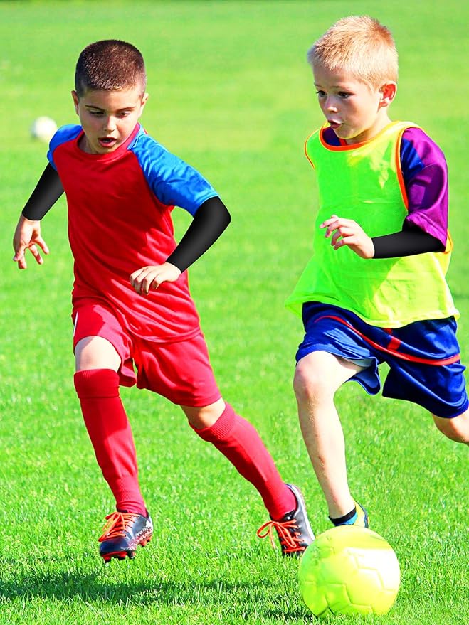 12 Pairs Sports Arm Sleeves for Kids Basketball Baseball Arm Sleeves UV Sun Protection Cooling Arm Cover Sleeve
