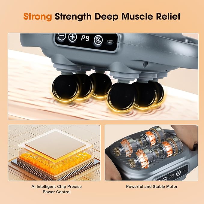 Multi Head Massage Gun Set, Deep Tissue Percussion Massager, 6 Head Electric Massage Tools, Light Grey