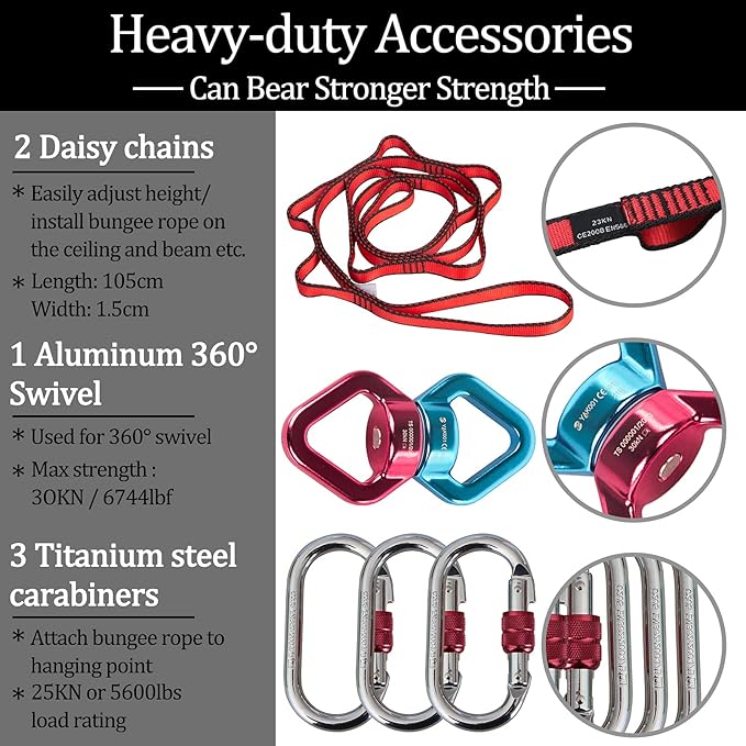 DASKING Natural Latex Resistance Bands Set - 3-Level for Suspension Trainer for Home Gym, Yoga & Recovery (Adjustable Harness, Exercise Guide)