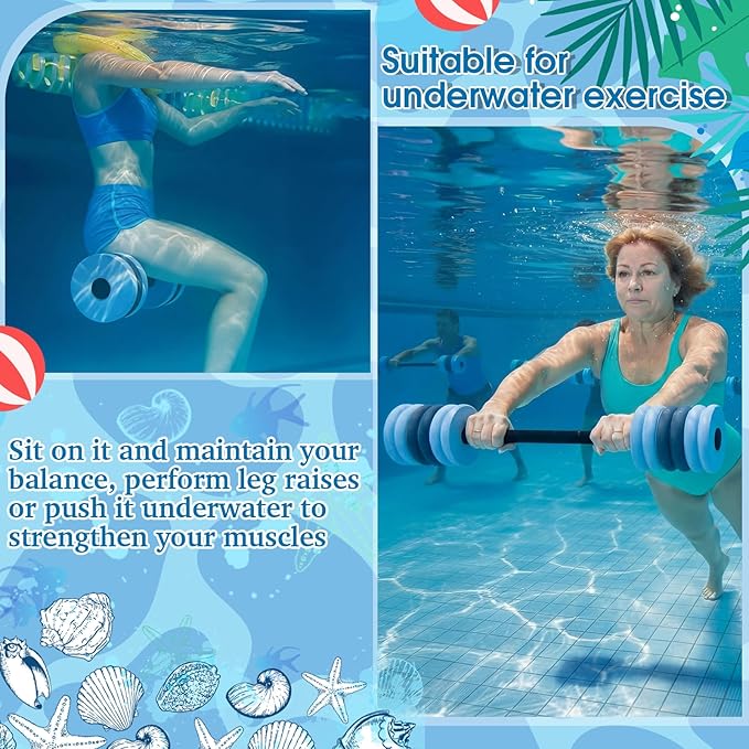 Soulchen 3 Pcs Long Aquatic Exercise Dumbbells Swim Barbells 25'' 29'' 33'' Foam Water Weight Dumbbell Pool Barbells with High Density EVA Foam for Swim Water Aerobics Fitness Loss