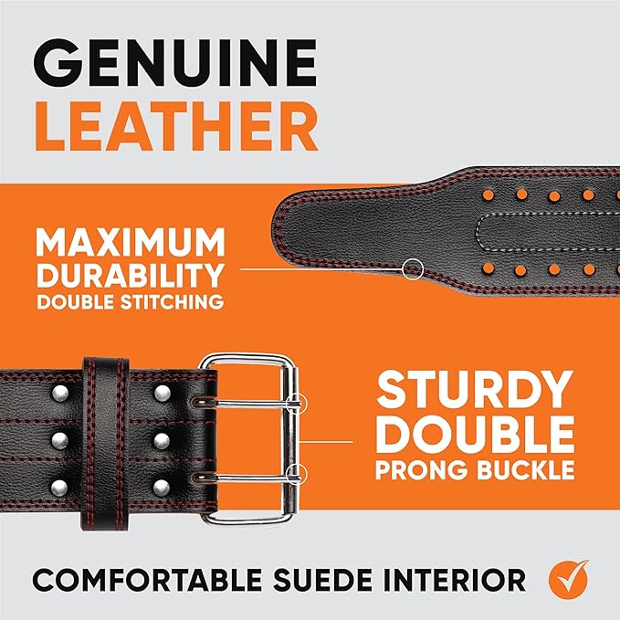 ProFitness Weight Lifting Belt (5mm Thick) - Leather Weight Belt for Men & Women - Back Support Squat Belt - Gym Belt for Weightlifting, Powerlifting & Deadlifts | Adjustable Weightlifting Belt