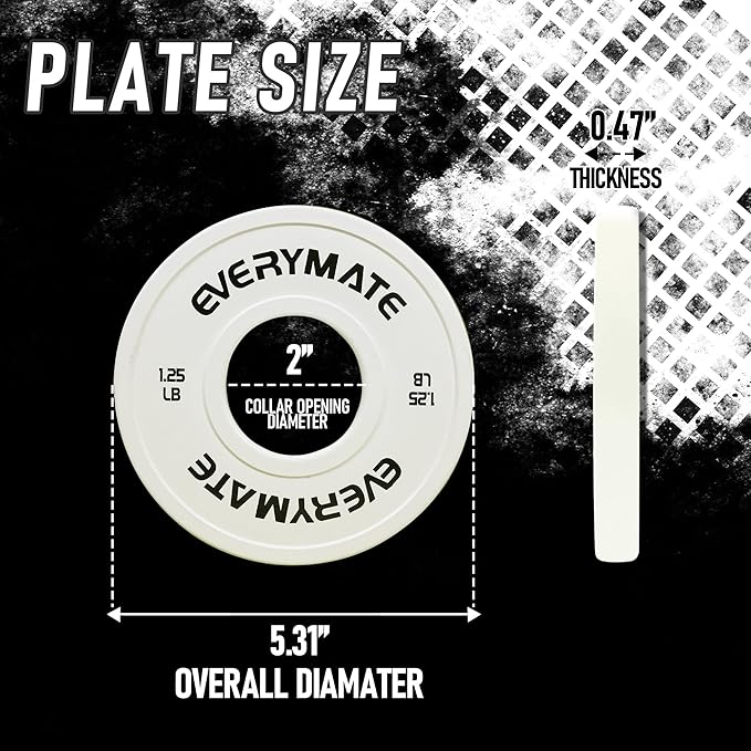 EVERYMATE Change Weight Plates 1.25LB 2.5LB 5LB Set Fractional Plate Olympic Bumper Plates for Cross Training Bumper Weight Plates Steel Insert Strength Training Weight Plates