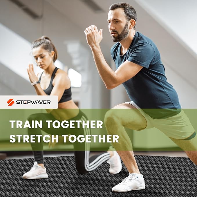 Stepwaver Extra Large Exercise Mat, 7'x5' 8'x6' 10'x6' (8mm) Extra Thick Workout Mats for Home Gym Flooring, Non-Slip, Ultra Durable, High-Density Gym Mat for Cardio,Yoga, Jump Rope, MMA, Weights