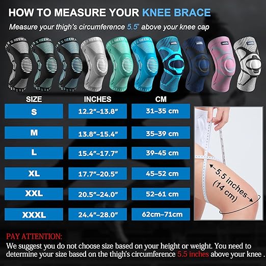 NEENCA Knee Brace for Knee Pain Relief, Medical Knee Support with Patella Pad & Side Stabilizers, Compression Knee Sleeve for Meniscus Tear, ACL, Arthritis, Joint Pain, Runner, Sport- FSA/HSA APPROVED