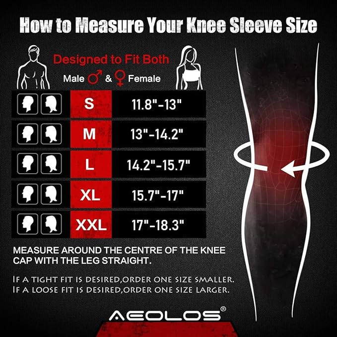 Knee Sleeves (1 Pair)，7mm Compression Knee Braces for Heavy-Lifting,Squats,Gym and Other Sports (Large, Black)