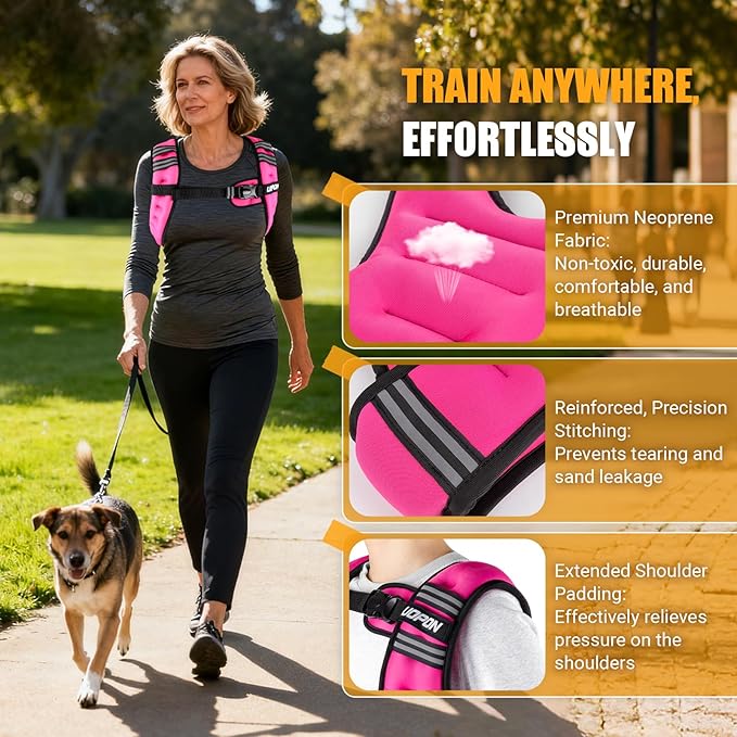 Weighted Vest for Women Men, 8 lb/10 lb/12 lb Weight Vest for Walking with Reflective Stripe and Adjustable Buckle Straps, Body Weights for Osteoporosis, Running, Strength Training and Weight Loss