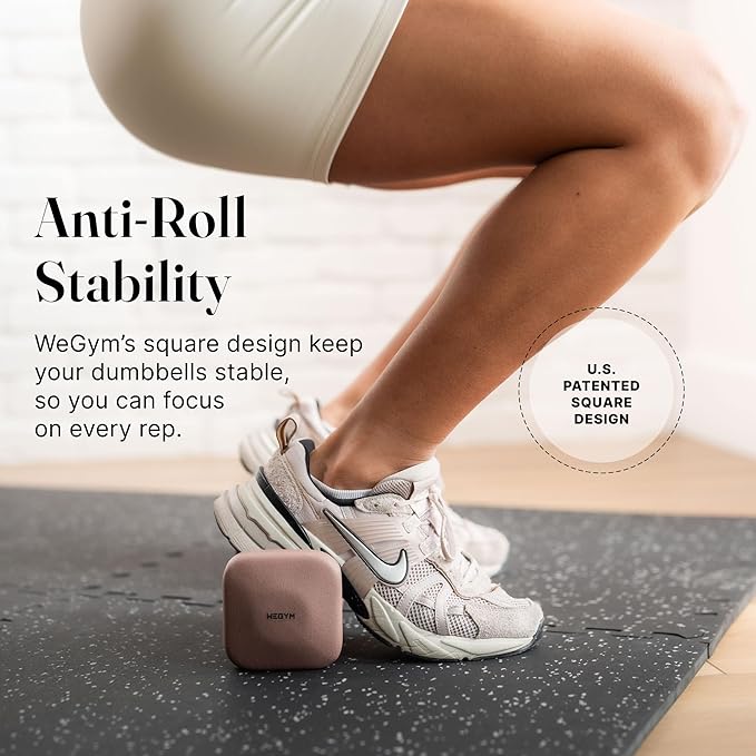 WeGym SafeGrip Square Dumbbells with Anti Slip Handles, Aesthetic Free Weights for Home Workouts, Stable Design Prevents Rolling during Floor Exercises