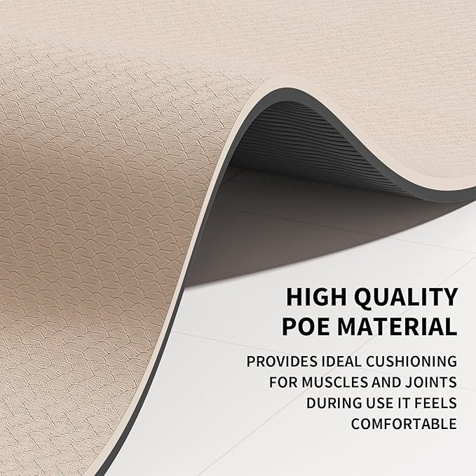 Large Yoga Mat (6'x 4') - Extra Long and Wide Workout Mat for Men and Women, Non-Slip POE 0.32''/0.4'' Thick Fitness Mat, Eco-Friendly Exercise Mat for Home Workouts, Ideal for Yoga and Pilates