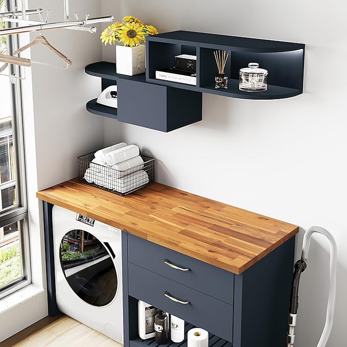 Howizz Acacia Butcher Block Countertop 48 x 25 x 1.5 Inches, Teak Stain Solid Wood Table Top for Desk Top, Workbench Top, Kitchen Countertop