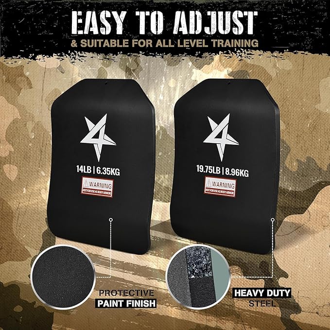 Yes4All Weight Vest Plate 5.75/8.75/14/ 19.75LB Pairs, Weighted plates for vest, Tactical Plate, Weight Plate with Curved Ergonomic Design for Running, Heavy Workout
