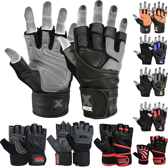 MRX Weight Lifting Pro Level Gloves with 18 Inches Long Wrist Strap Gym Workout Exercise & Fitness in
