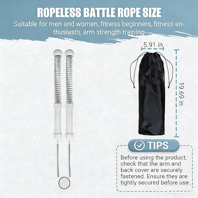 2PCS Weighted Ropeless Battle Ropes for Home Gym, Heavy Duty Arm Exerciser for Strength Training, Portable Battle Rope for Advanced Workouts and Core Muscle Building
