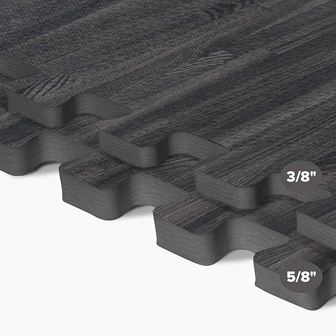 Forest Floor 3/8 Inch Thick Printed Foam Tiles, Premium Wood Grain Interlocking Foam Floor Mats, Anti-Fatigue Flooring – Stylish Flooring Solution