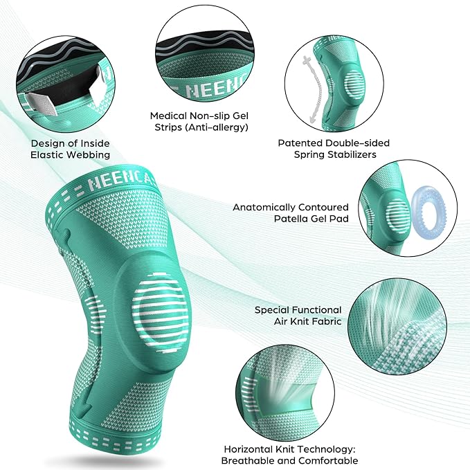NEENCA Professional Knee Brace for Women/Men, Knee Support with Patella Pad & Side Stabilizers, Compression Knee Sleeve for Knee Joint Pain, Meniscus Tear, ACL, PCL, Runner, Workout