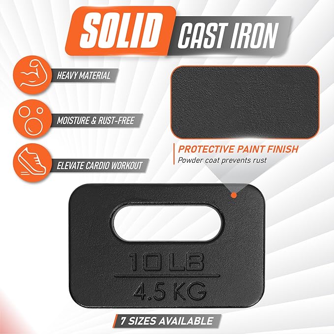 Yes4All Cast Iron Rucking Weight for Backpack, Training Weight Plate with Ergonomic Rounded Handle, Protective Glossy Finish for Weighted Walking, Hiking, Rucking, Resistance Workout, 10 LB