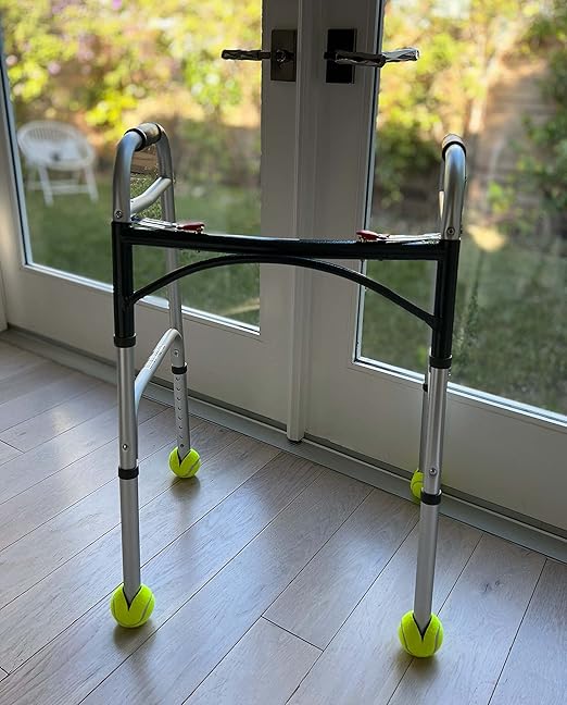 AHS American Hospital Supply Tennis Balls for Walker Legs | Tennis Balls for Walkers for Seniors | Easy Installation Walker Gliders | Pack of 4 Precut Tennis Balls, Yellow