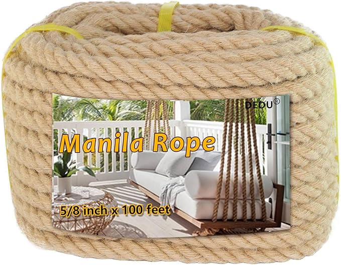 5/8" X 100' Treated Manila Rope Boat Docks Tree Farm Dock Deck