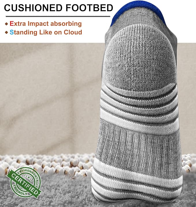 BULLIANT Men Running Socks,Active Ankle Socks No Show For Men With Cushioned Footbed Arch Support Breathable Wicking