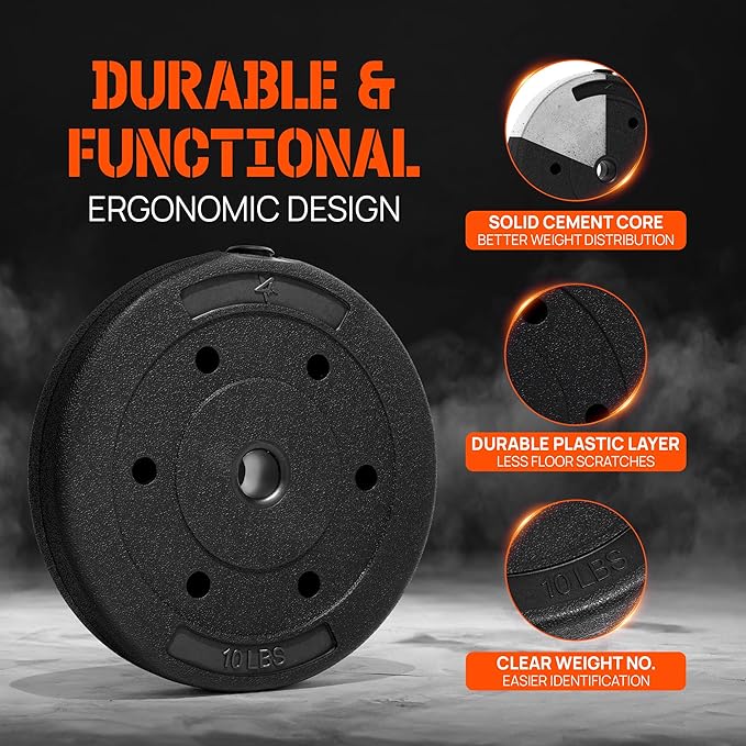 Yes4All Standard Straight Barbell 60" & EZ Curl Bar 47", Capacity 200 to 480 LB, Weight Bar 1" to 2" Diameter - Star Lock Collars, Rubber Ring, Barbell Spins Included for Deadlifts & Squats