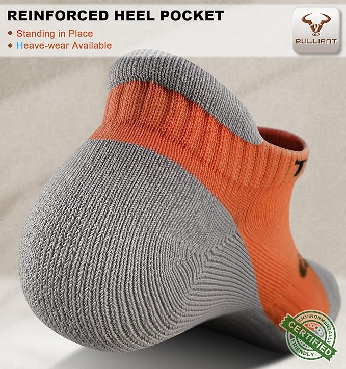 BULLIANT Men Running Socks,Active Ankle Socks No Show For Men With Cushioned Footbed Arch Support Breathable Wicking