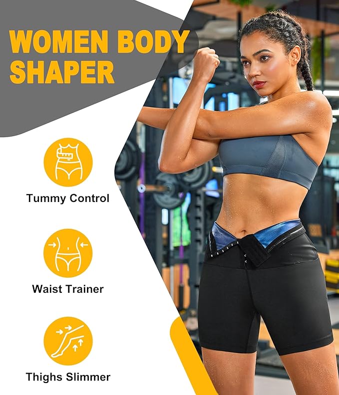 TrainingGirl Compression Sweat Shorts for Women Workout Sauna Suit Gym Sets High Waist Trainer Thigh Fat Slimmer Yoga Pants