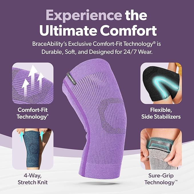 BraceAbility Knee Compression Sleeve - Knit Knee Pain Brace for Men or Women, Arthritis Relief, Meniscus Tear, Running, Workout, Sports, Swelling, Athletic Support for Joint Stability (XL/2XL Black)