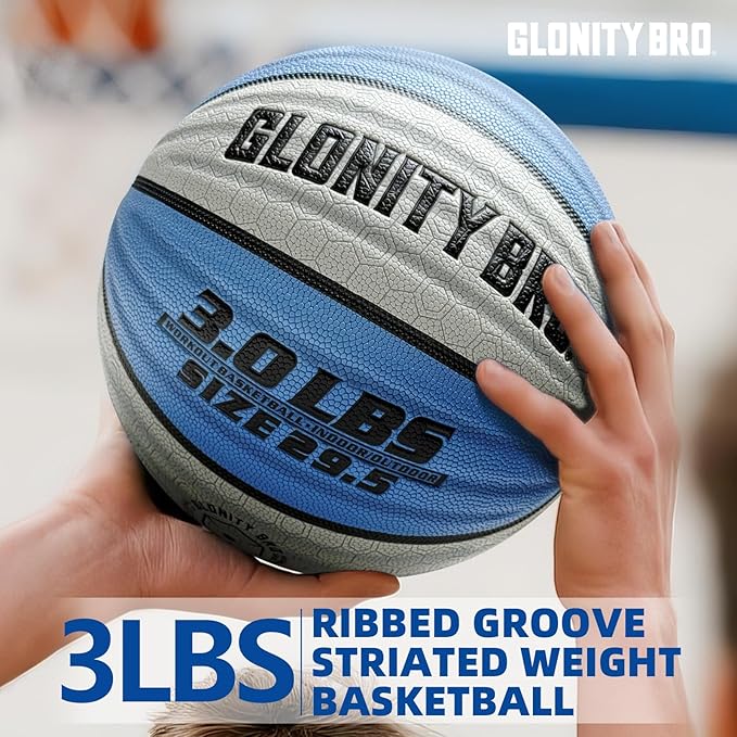Weighted Basketball Non-Slip 28.5"/29.5", 2.2LBS/3LBS, Outdoor/Indoor Heavy Training Ball, Used to Increase Strength