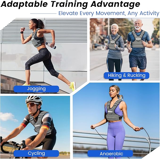 Adjustable Weighted Vest Woman Men, 6-12lb/12-18lb/20-32lb Weight Vest with 6 Ironsand Weights for Strength Training Rucking Running Walking Fitness Workout