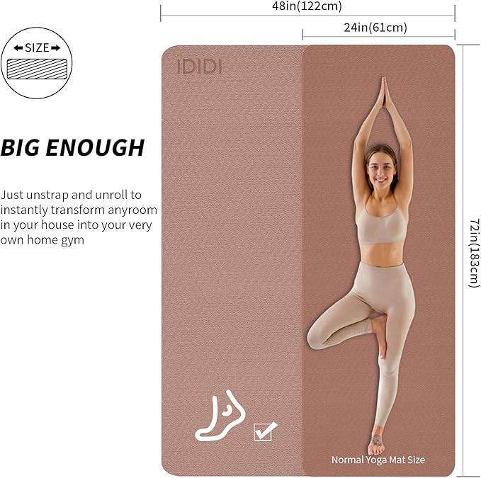 Large Yoga Mat (6'x 4') - Extra Long and Wide Workout Mat for Men and Women, Non-Slip POE 0.32''/0.4'' Thick Fitness Mat, Eco-Friendly Exercise Mat for Home Workouts, Ideal for Yoga and Pilates