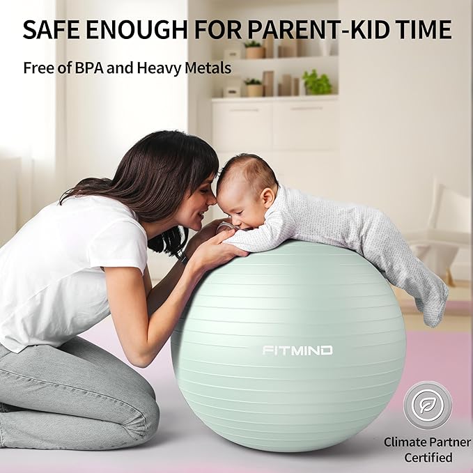 FITMIND_ Extra Thick Exercise Ball Yoga Ball 22in/26in/30in for Workout Pregnancy Stability,Anti-Burst and Slip Resistant Swiss Ball with Pump for Yoga, Pilates, Fitness,Birthing,Physical Therapy