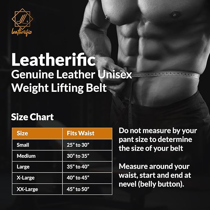 Premium Leather Weight Lifting Belt for Men & Women - 8MM Thick, 4" Wide, Heavy Duty Gym Belt with Steel Buckle for Weightlifting, Powerlifting, Strength Training, Squat or Deadlift Workout, Lower Back Support