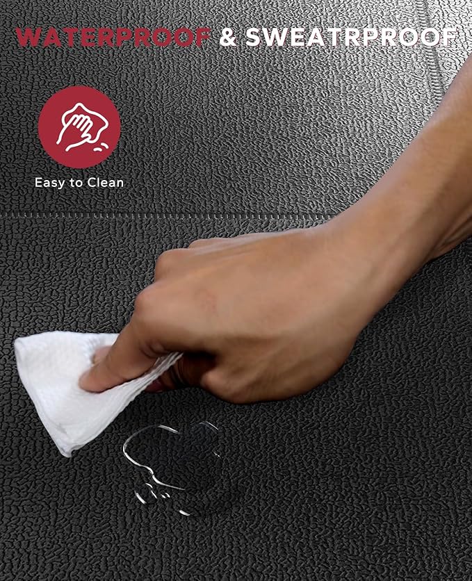 HAPBEAR Treadmill Mat – 68"x24"x1/5" Thick Non-Slip Foldable Exercise Equipment Mat for Walking Pad, Weight Bench & Treadmill – Shock Absorbing Floor Protector for Home Gym, Carpet & Hardwood Floors