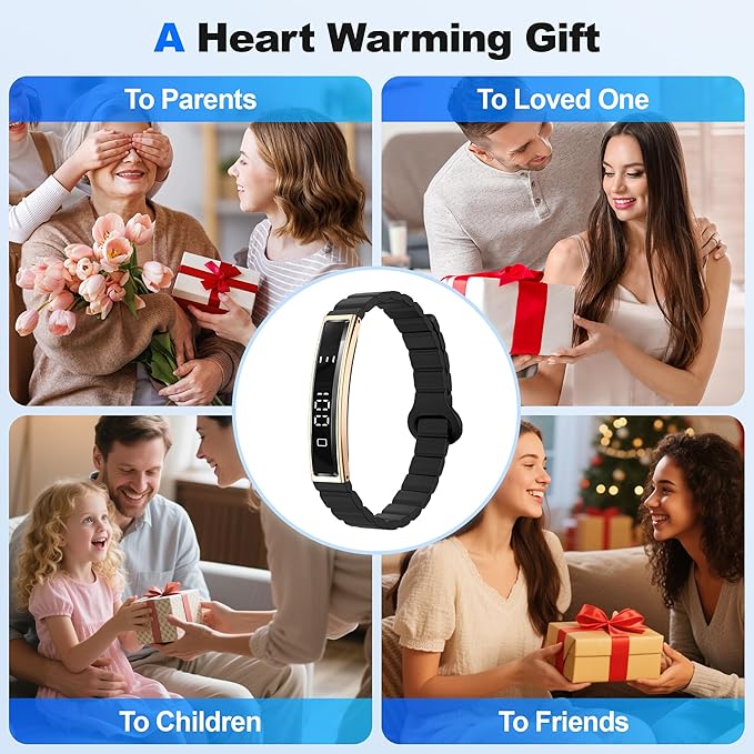 Smart Bracelet for Women, Health Activity Fitness Trackers, 24/7 Heart Rate, HRV, Blood Oxygen & Stress Monitor, 24H Sleep Tracker, Smart Wristband with 2 Bands, Free APP for iOS & Android,Black Gold