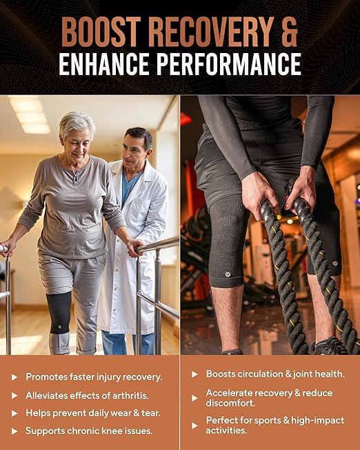 TheraCopper Copper Knee Brace for Men & Women (2 Pack) — Non-Slip Compression Copper Knee Sleeve for Arthritis, Knees Pain Relief, Swelling, Anti inflammatory and Recovery Support (Large)