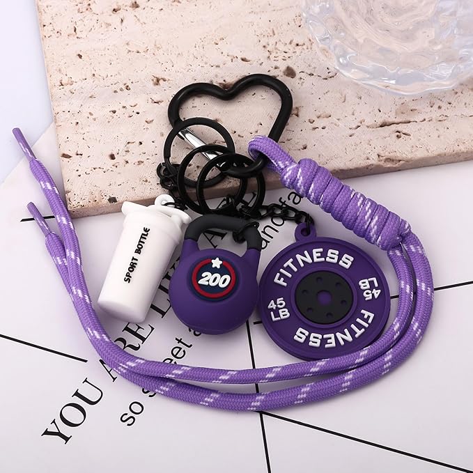 Gym Dumbbell Barbell Kettlebell Purse Keychain - Muscle Faith Cup Rope Gym Bag Handbags Purse Charms - Fitness Gift