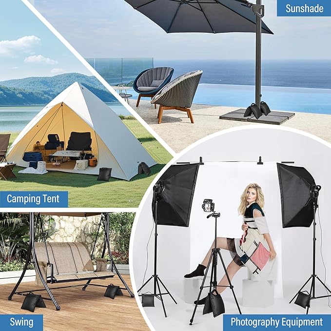 Sandbags Weight Bags for Photo Studio Photography Video Equipment, 4 Packs Empty Sandbag Set for Backdrop Stand, Photo Tripod, Canopy, Pop up Tent, Umbrella Base, Picnic Table,Fishing Chair