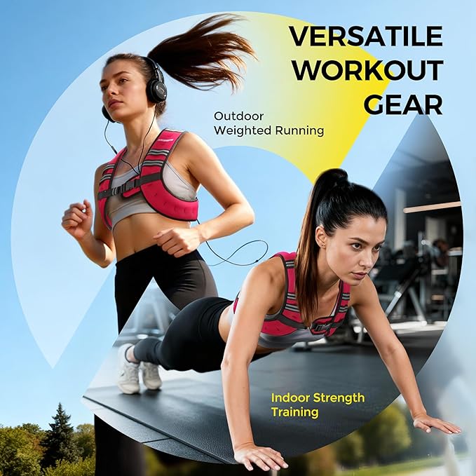 PACEARTH Weighted Vest,6lb/8lb/10lb/12lb/16lb/20lb/25lb/30lb Weight Vest with Reflective Stripe, Body Weight Vests for Women, Men, Weight Loss Workout, Strength Training, Running, Walking, Jogging