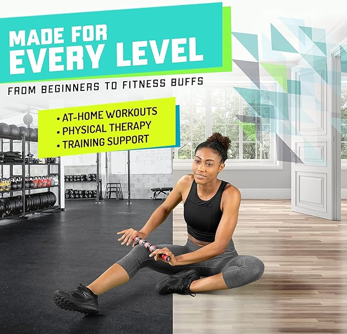 Elite Massage Roller Stick Targets Sore, Tight Leg Muscles to Prevent Cramps and Release Tension. It's Sturdy, Lightweight, Smooth Rolling and Thankfully This Lifesaver has Comfortable Handles.Red